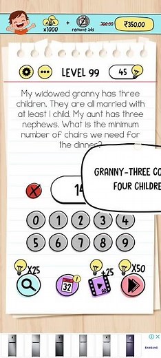 Brain test - 99 my widowed granny has three children. || kwok tung samuel lee ||
