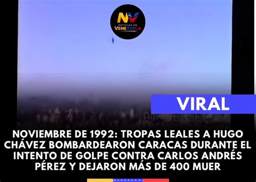 NOTICIAS EN VENEZUELA on Instagram: "En noviembre de 1992, Caracas fue escenario de uno de los episodios más violentos de su historia reciente, cuando tropas leales a Hugo Chávez Frías bombardearon distintos puntos de la capital durante un intento de golpe de Estado contra el entonces presidente Carlos Andrés Pérez. La asonada militar dejó más de 400 personas fallecidas y marcó un punto de quiebre en la estabilidad política del país, cuyas consecuencias aún generan debate en la Venezuela actual.