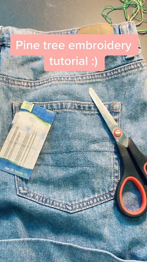 Here’s a pine tree embroidery tutorial! #craft #fyp #procrastination #trees #hi