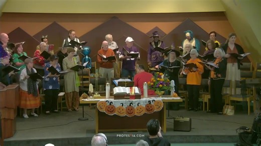 32K views · 145 reactions | Irvine United Congregational Church features a Halloween-themed version of 'Dem Bones' with dancing skeletons at the altar for praise and worship? I mean, it's no 'A Mighty Fortress' or 'Come Thou Fount,' but I guess It'll do? | Pulpit & Pen | Facebook
