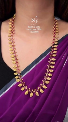 very beautiful and lightweight gold red Ruby and mango ka so long Hara only 14 g