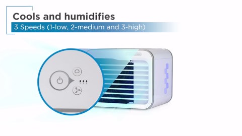 BLACK+DECKER Desktop Air Cooler, Personal Portable Fan with 3-Speeds, Evaporative Air Cooler with 0.5L Water Tank, Air Cooler Fan for Desk, Home, Office, Bedroom, and more, BDMC10, White/Gray
