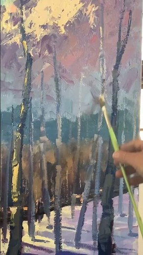 Paint Awesome Aspen Trees #SHORTS | BEGINNERS