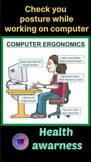 Computer Ergonomics 🖥️ ll Health Awareness 🪑 while working on Computer #ergonomics #computer