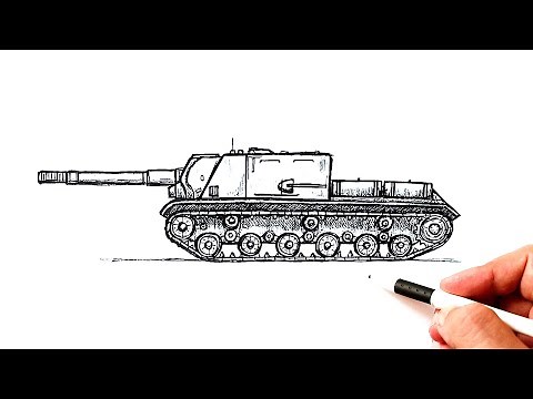 How to draw Soviet Heavy Tank destroyer ISU-152