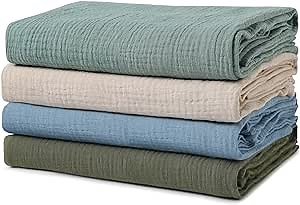 GLLQUEN BABY Muslin Swaddle Blankets for Boys and Girls, 4-Pack Baby Blankets for Girl Boy, Newborn Receiving Blanket, Baby Swaddle Blanket Unisex, Baby Essentials, Registry & Gift, 40 x 38 inches