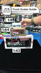 Discover how each diecast truck transforms in size and detail between 1:43, 1:64, and 1:87 scales.