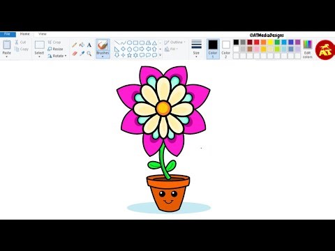 40.MS Paint Magic: How to Draw Adorable Kawaii Flowers (Even with a Mouse!) #mspaintcartoon