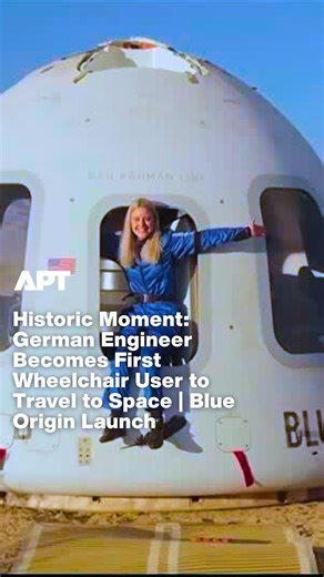 APT News on Instagram: "A historic milestone in spaceflight. German aerospace engineer Michaela Benthaus has become the first wheelchair user to travel to space, crossing the Kármán line aboard a Blue Origin New Shepard mission in West Texas. Benthaus, an engineer with the European Space Agency, sustained a spinal cord injury after a mountain biking accident in 2018. Since then, she has been a powerful advocate for accessible and inclusive space travel. The Blue Origin crew experienced several m