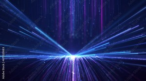 Blue particle stripes flow, beautiful blue particle lines grow, elegant particle light background. Stock Video