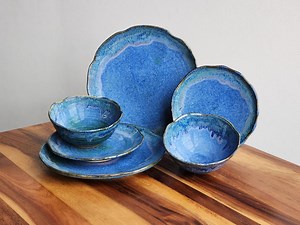 Build Your Own Dinnerware Set Dock 6 Pottery Handmade Ceramic Wavy Edge Style - Etsy