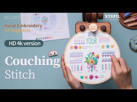 【🌸 E2852 Couching Stitch】Easy Embroidery for Beginners ‖ Step-by-step Embroidery Tutorial ETSPIL