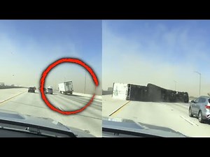 Strong Winds Insanely Knock Over Big Rig Truck