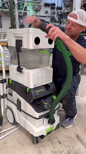Upgrading my dust collector with the @Festool Canada cyclone pre separator #woodworking #maker #tools #festool #bois #madera #holz #wood