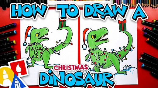 How To Draw A Christmas Dinosaur