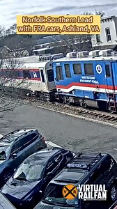 Norfolk Southern Lead with FRA cars, Ashland, VA #railroads #virtualrailfan #railroads_of_america #railfans #railroads_of_the_usa #trainreels #webringthetrainstoyou #railfans_of_instagram #trains #welovetrains #norfolksouthern #norfolksouthernrailroad #ashlandva | Virtual Railfan