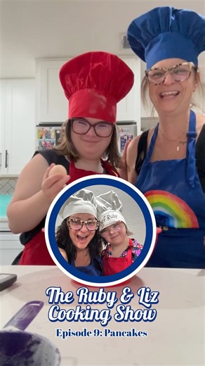 Ruby's Rainbow- Liz Plachta on Instagram: "Ruby and Liz Cooking Show — Episode 9 ❤️ Homemade Pancake Edition!! Ruby missed the day in culinary when they made pancakes…so she told her teacher we would make them at home and video it!! Luckily, she has her own cooking show so it wasn’t a big deal 😆❤️ I think she gets an A++…what do you think?!? Comment “PANCAKE” and we will send you this super easy recipe so you can enjoy homemade pancakes too!!!"