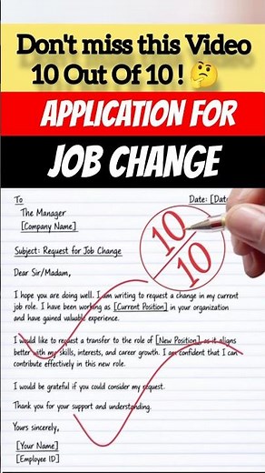 APPLICATION FOR JOB CHANGE | Application for Job Change | How to Write a Job Change Request Letter