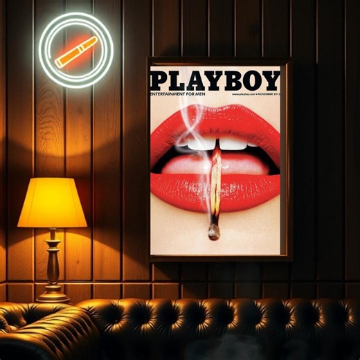 2013 Vintage Men’s Magazine Cover Print – Red Lips Matchstick Art – True Scan & Remastered Editions - Etsy