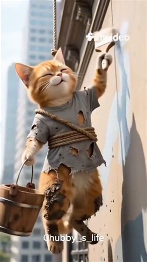 ek building ko paint kar raha hai