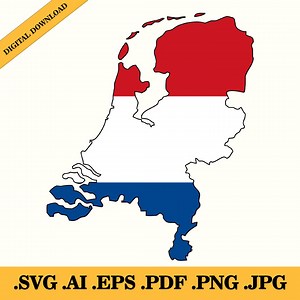 Netherlands Flag Map Silhouette: National Vector (digital Download) - Etsy