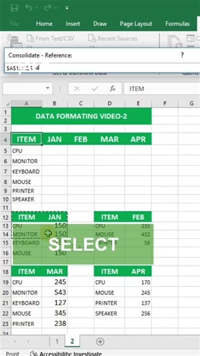 Consolidate Data from Multiple Sheet | Excel Formatting 2