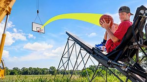 Who can make the furthest 3-point throw? 🤾🏀 #dudeperfect #basketball #catapult | Dude Perfect