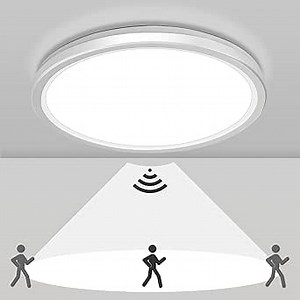 Motion Sensor LED Ceiling Light, 18W Flush Mount Ceiling Light, 5000K 1800lm Motion Activated Ceiling Light Indoor for Closet Cordless Stair Hallway Bedroom White
