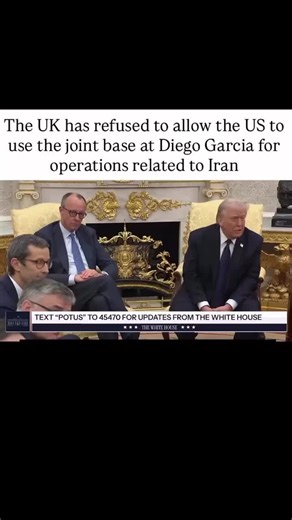 The UK has declined a US request to use the joint military base at Diego Garcia for operations related to Iran. Sources say ministers withheld approval on the grounds that the proposed action lacked a clear strategic objective and did not meet the UK’s legal threshold. Downing Street did not dispute that the request had been made. President Donald Trump subsequently criticised Prime Minister Sir Keir Starmer, reportedly remarking that “this is not Winston Churchill we’re dealing with”. #trump #U