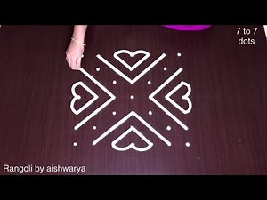 Friday Special Kolam: 7x7 Dots Rojuvari Muggulu | Simple Rangoli Designs