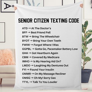 Senior Citizen Texting Code Blanket, Gift for Senior Women and Men, Funny Gag Gifts for Older, Retirement Gag Gift, Gift for Grandparents - Etsy