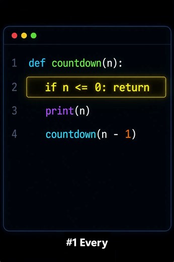 Python Tutorial #25 🚀 Recursion Explained in 60 Seconds! #shorts