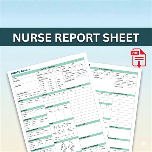 ICU & Med-surg Nurse Report Sheets | 3-page Handoff and Patient History Templates - Etsy