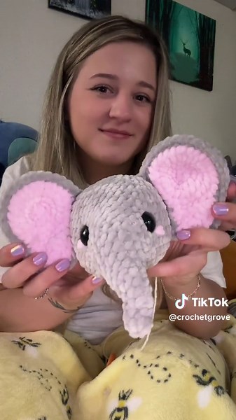 Dumbo!!! . Pattern releases 5/10 . #crochet #crocheter #crochetgrove #crochetdumbo #dumbo #crochetwithme #elephant #crochetelephant