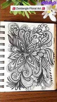 ⚘️🌿Easy Zentangle Floral Art #arttutorial #art #zen #aesthetic #stressrelief #artist #shorts