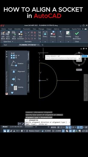 ✨ HOW TO AUTOMATICALLY ALIGN THE SOCKET IN AutoCAD | #autocadtips #autocadblocks
