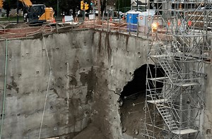 Collapse at Coquitlam construction site leaves gaping hole in shoring wall