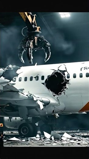 Demolition Worker watch giant crane crush Boeing 737 ⚡