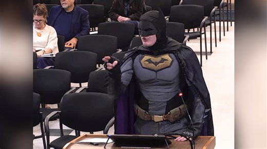 Man in Batman suit fiercely confronts Santa Clara Council over ICE, "council of cowards"