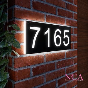 Solar Powered House Numbers Sign - LED Backlit Address Plaque for Front Door - Personalized Modern Metal Door - Gift for New Homeowners - Etsy