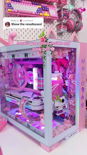 Kawaii Pink RGB Custom PC Build featuring Yae Miko | Pink & White Gaming Setup