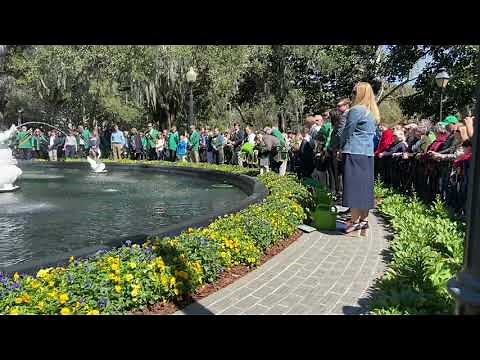 2020 greening of Forsyth Park fountain in Savannah