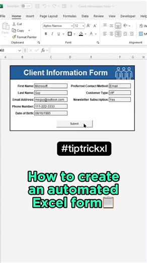 Automated form in excel 🔥 #ExcelTips #ExcelTricks #ExcelHacks #ExcelForBeginners #ExcelMagic #SpreadsheetSkills #DataAnalysis #ExcelTutorials #LearnExcel #ExcelMastery #ExcelCommunity #OfficeHacks #DataVisualization #ExcelHelp #ExcelFormulas #ExcelShortcuts #DataDriven #ExcelFun #ExcelChallenge #ExcelNinja #ExcelGenius #ExcelLearning #ExcelVibes #ExcelLife #ExcelExperts #ExcelTricks #ExcelLearning #Excel #Tips #Tricks #TipTrick #foryou #Education #share #like #follow #free #foryou #dxb #dubai #