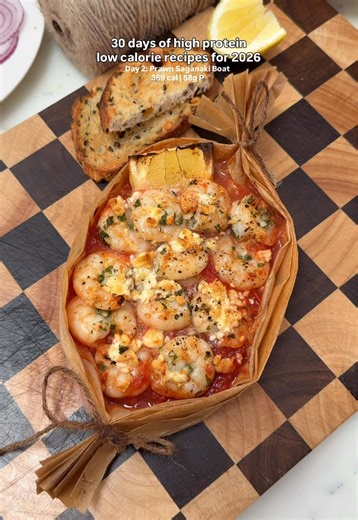 DAY 2: PRAWN SAGANAKI BOAT 🦐 Find all my recipes on my substack at the link in my bio!