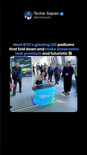 BYD’s Glowing Foldable Podium That Transforms Instantly 🤯