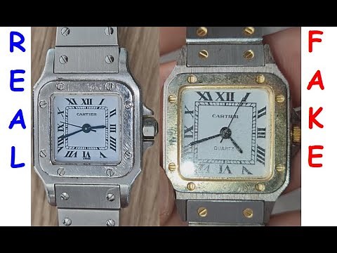 Cartier watch real vs fake. How to spot fake Cartier Santos 206 watch.