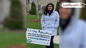 Dr. Uma Madhusudan, a Mysurean and an alumna of JSS Medical College, was honored in front of her house in USA in recognition of her extraordinary service in treating Corona patients in the South Windsor Hospital. #MasthMysore #Mysuru #Mysore #MysuruCovid19 #MysoreansInUSA | MasthMysore
