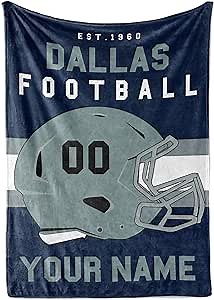 Personalized Throw Blanket for Football Fans - Ships Next Day - Made in USA - Custom Fleece Name Blanket - Ideal for Youth Football Players & Adults (50x60 Fleece - Dallas)