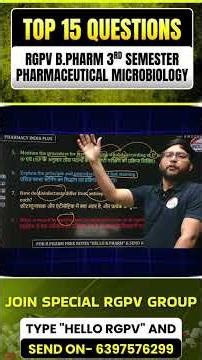 RGPV Top 15 Questions| B.Pharm 3rd Sem |Pharmaceutical Microbiology | Most Repeated Questions #rgpv