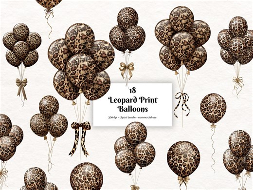 Leopard Print Balloon Clipart PNG Bundle, Cheetah Pattern Balloons for Sublimation Designs, Printable Scrapbooking/invitations - Etsy